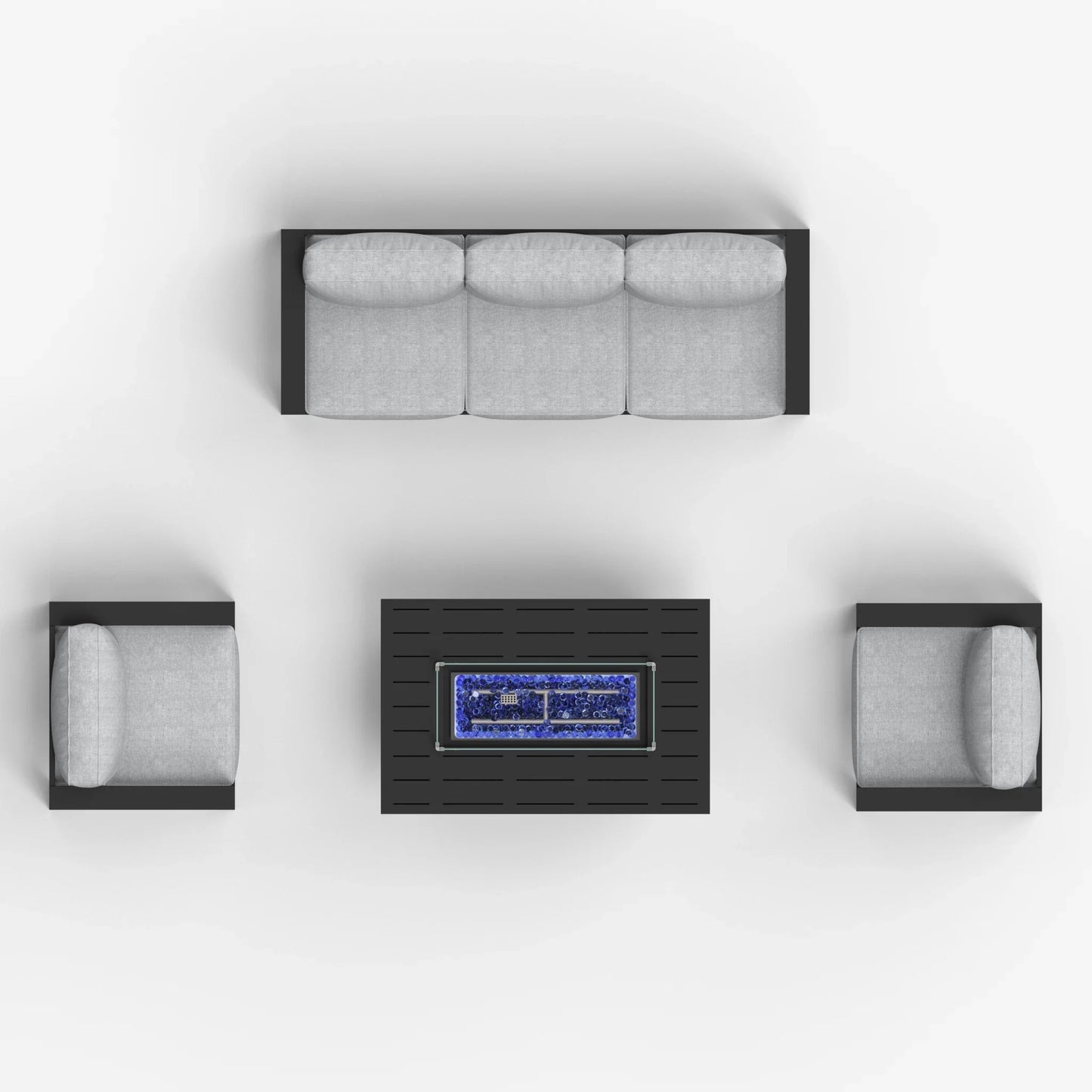 LayinSun 4 - Piece Outdoor Aluminum Sofa Set with 44'' Propane Gas Fire Pit Table