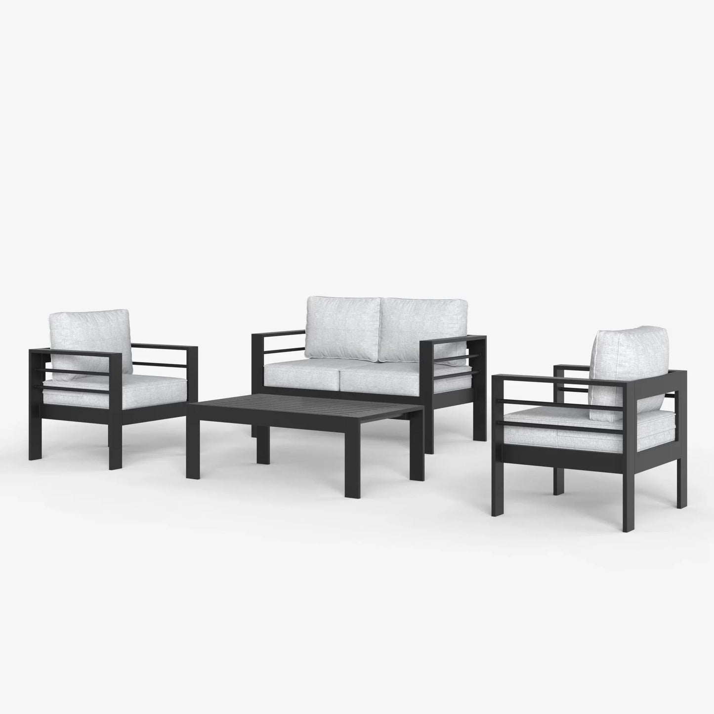 LayinSun 4 - Piece Outdoor Aluminum Loveseat Set with Rectangle Coffee Table