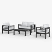 LayinSun 4 - Piece Outdoor Aluminum Loveseat Set with Rectangle Coffee Table