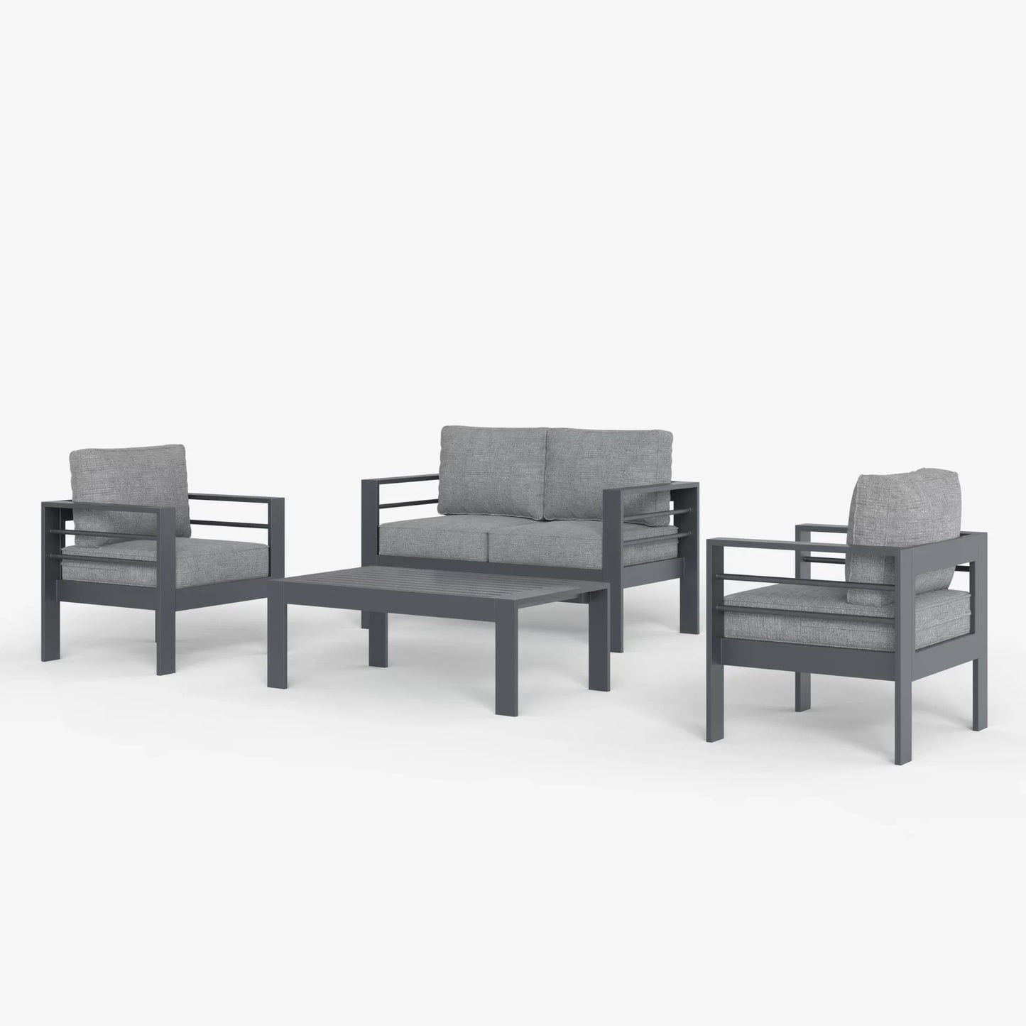 LayinSun 4 - Piece Outdoor Aluminum Loveseat Set with Rectangle Coffee Table