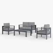 LayinSun 4 - Piece Outdoor Aluminum Loveseat Set with Rectangle Coffee Table