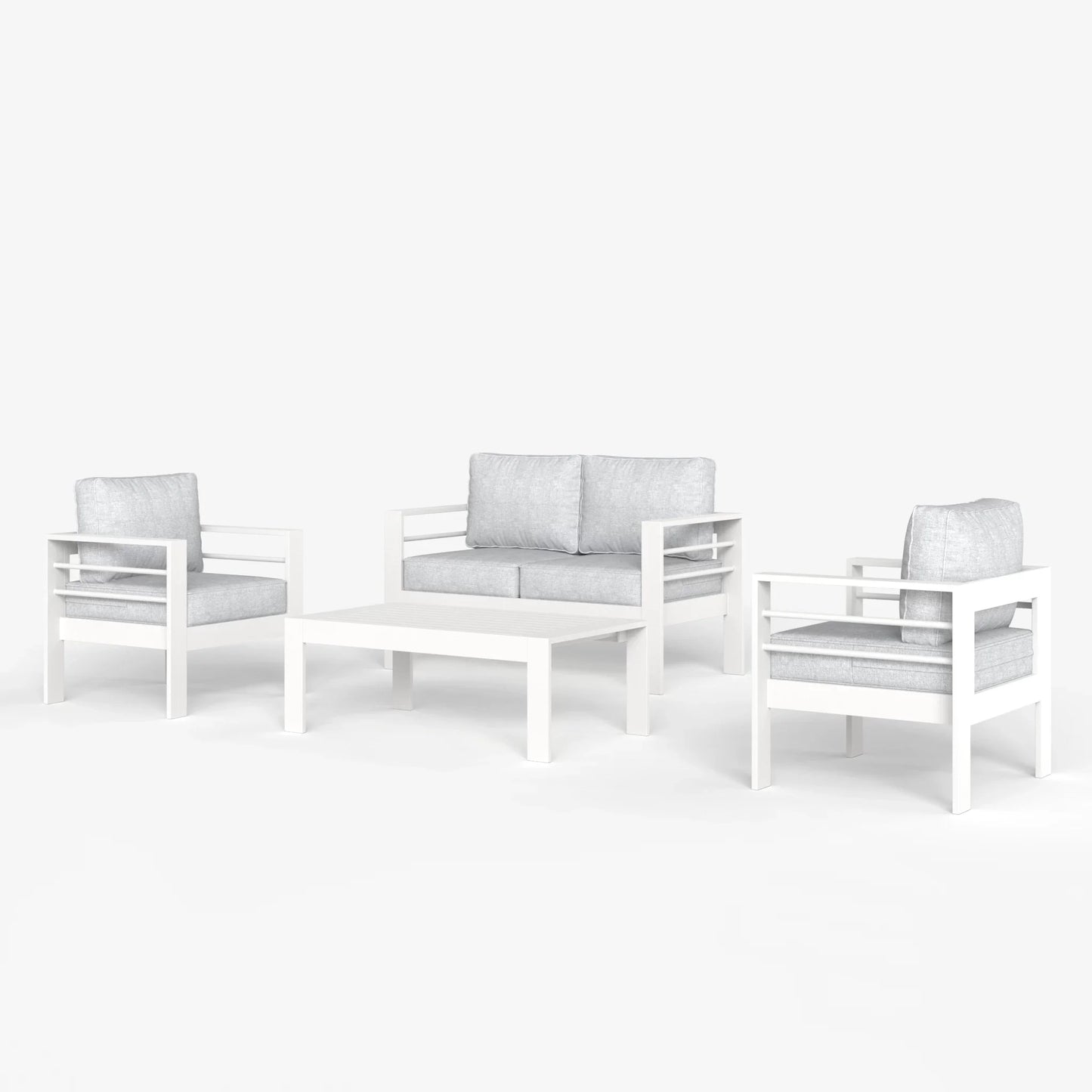 LayinSun 4 - Piece Outdoor Aluminum Loveseat Set with Rectangle Coffee Table