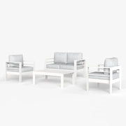 LayinSun 4 - Piece Outdoor Aluminum Loveseat Set with Rectangle Coffee Table