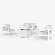 LayinSun 4 - Piece Outdoor Aluminum Loveseat Set with 44'' Propane Gas Fire Pit Table