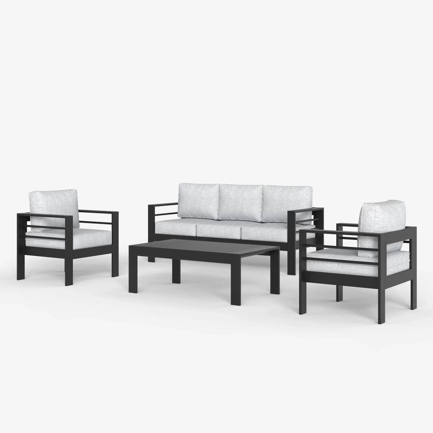 LayinSun 4 - Piece Outdoor Aluminum Sofa Set with Rectangle Coffee Table