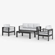 LayinSun 4 - Piece Outdoor Aluminum Sofa Set with Rectangle Coffee Table