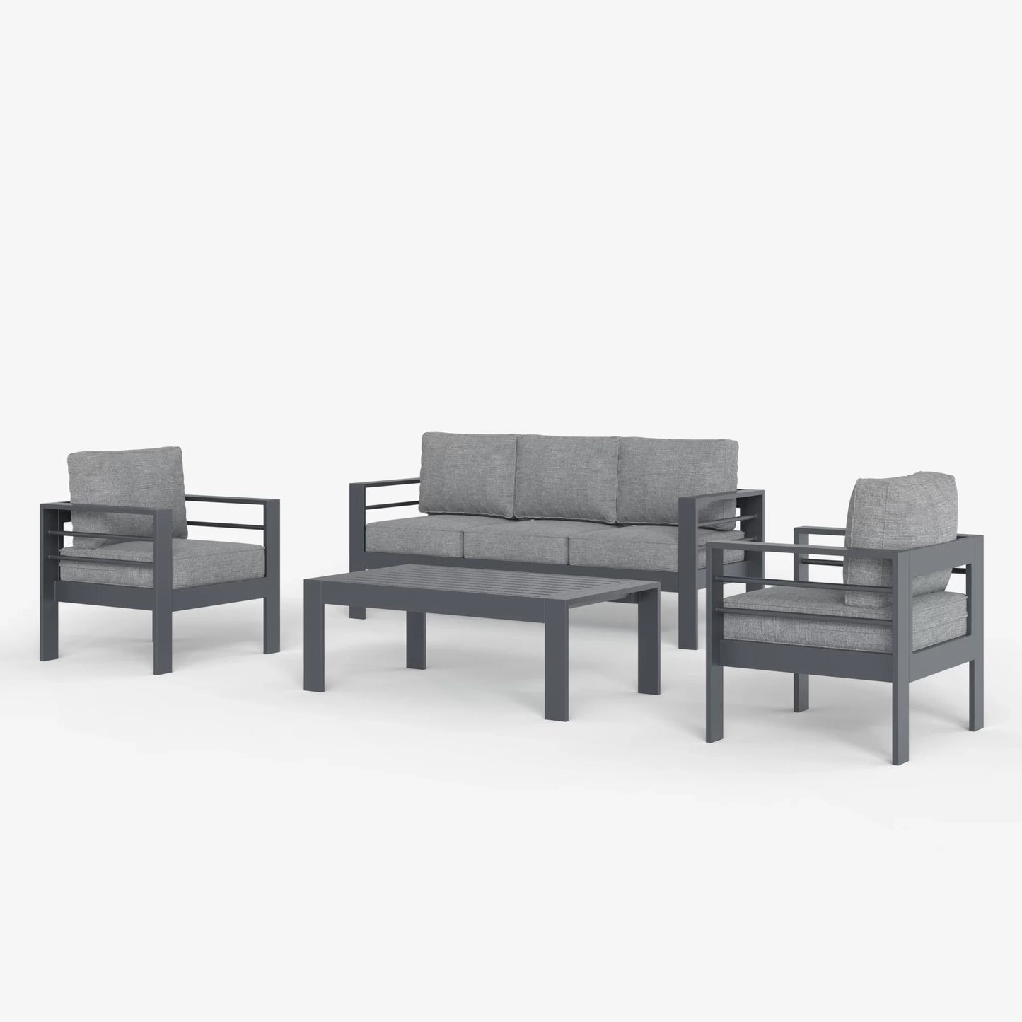 LayinSun 4 - Piece Outdoor Aluminum Sofa Set with Rectangle Coffee Table