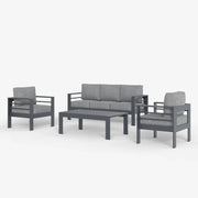 LayinSun 4 - Piece Outdoor Aluminum Sofa Set with Rectangle Coffee Table
