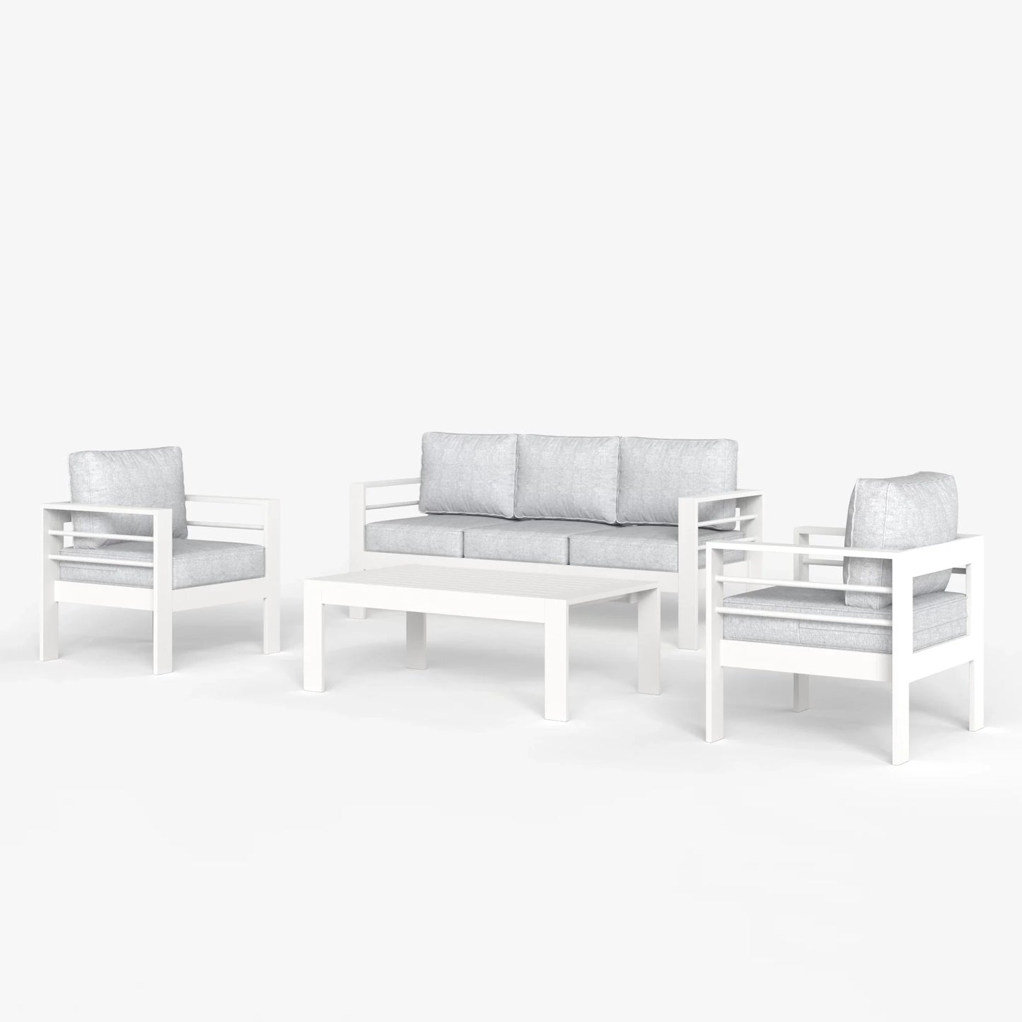LayinSun 4 - Piece Outdoor Aluminum Sofa Set with Rectangle Coffee Table