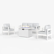 LayinSun 4 - Piece Outdoor Aluminum Sofa Set with 44'' Propane Gas Fire Pit Table