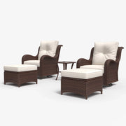 LayinSun 5 - Piece Curved Armrest Wicker Swivel Glider Lounge Chairs Set with Ottomans