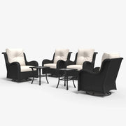 LayinSun 6-Piece Curved Armrest Wicker Swivel Glider Lounge Chairs Set