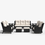 LayinSun 9 - Piece Curved Armrest Wicker Swivel Glider Lounge Chairs & Sofa Set