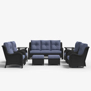 LayinSun 9 - Piece Curved Armrest Wicker Swivel Glider Lounge Chairs & Sofa Set