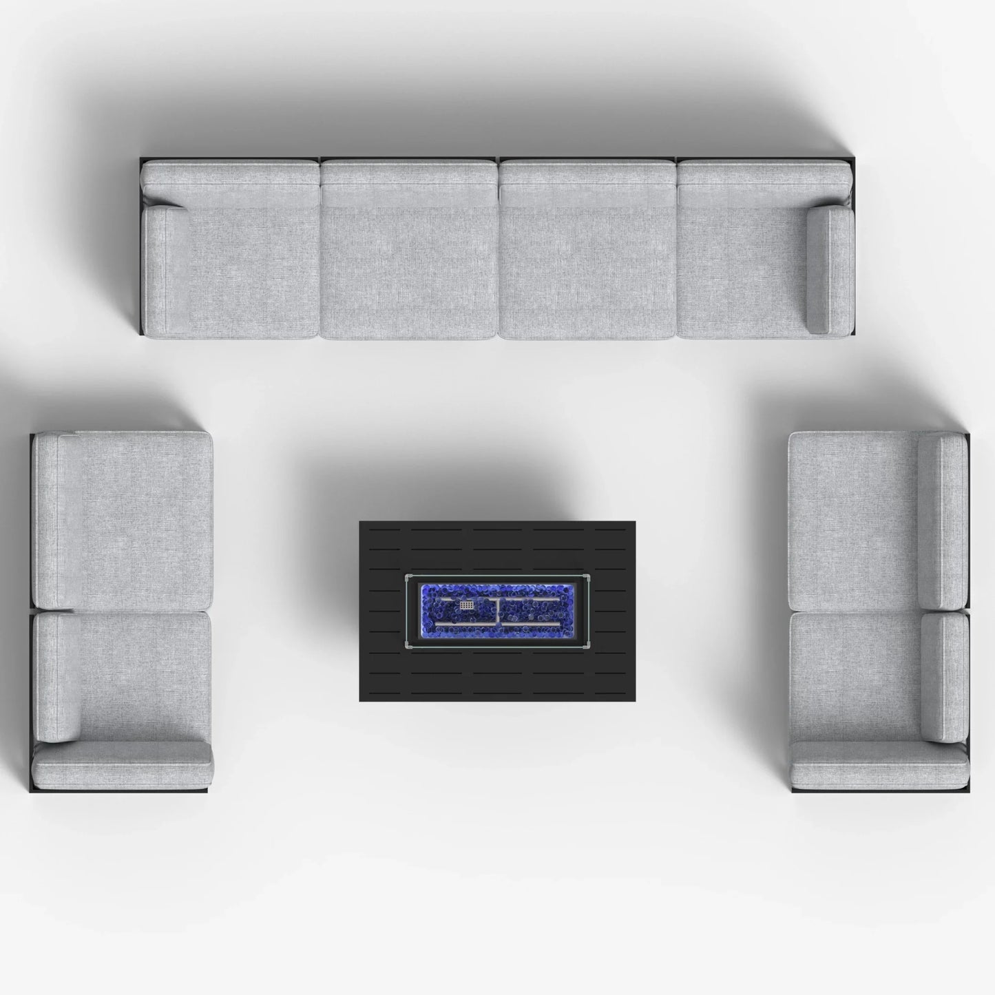 LayinSun 9 - Piece Large Outdoor Modular Sectional Set with Propane Fire Pit Table