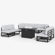 LayinSun 9 - Piece Large Outdoor Modular Sectional Set with Propane Fire Pit Table