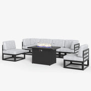 LayinSun 7 - Piece Large Outdoor Modular Sectional Set with Propane Fire Pit Table