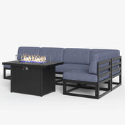 LayinSun 6 - Piece Large Outdoor Modular L Sectional Set with Propane Fire Pit Table