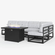 LayinSun 6 - Piece Large Outdoor Modular L Sectional Set with Propane Fire Pit Table