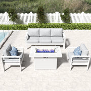 LayinSun 4 - Piece Outdoor Aluminum Sofa Set with 44'' Propane Gas Fire Pit Table