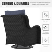 LayinSun 3 - Piece Curved Armrest Wicker Swivel Glider Lounge Chairs Set
