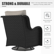 LayinSun 3 - Piece Curved Armrest Wicker Swivel Glider Lounge Chairs Set