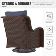 LayinSun 3 - Piece Curved Armrest Wicker Swivel Glider Lounge Chairs Set
