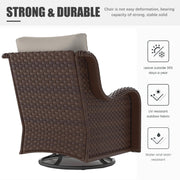 LayinSun 3 - Piece Curved Armrest Wicker Swivel Glider Lounge Chairs Set