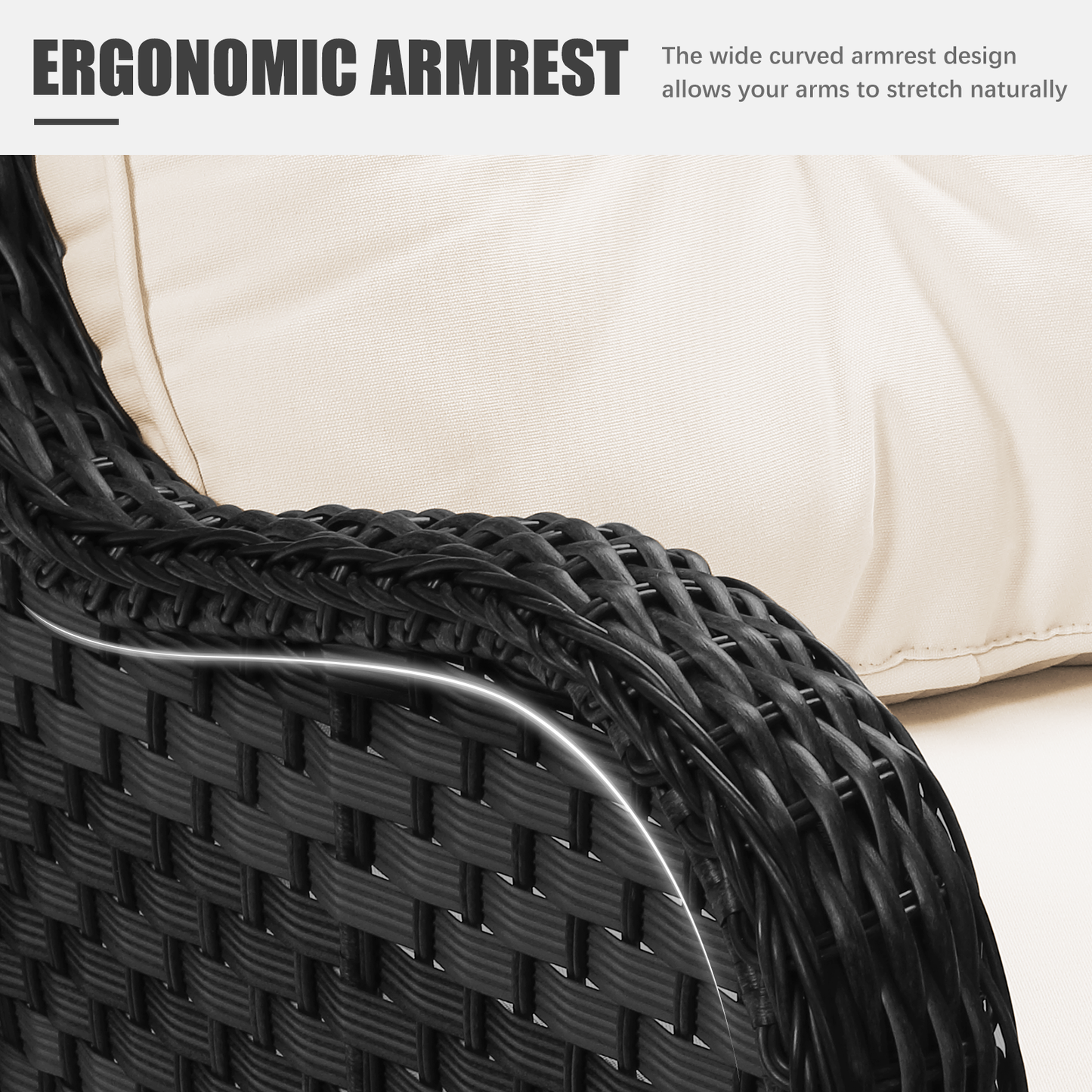 LayinSun 3 - Piece Curved Armrest Wicker Swivel Glider Lounge Chairs Set