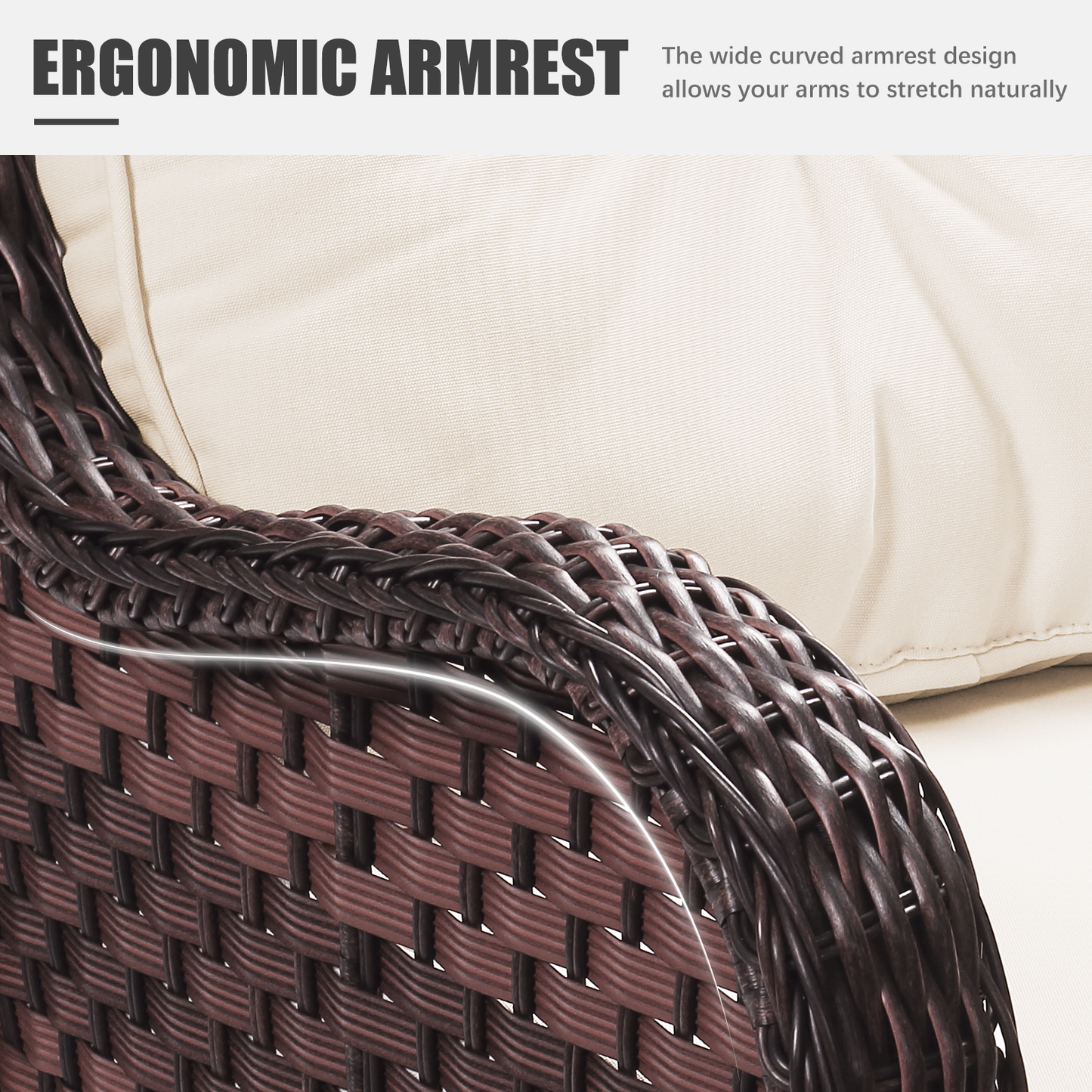 LayinSun 3 - Piece Curved Armrest Wicker Swivel Glider Lounge Chairs Set