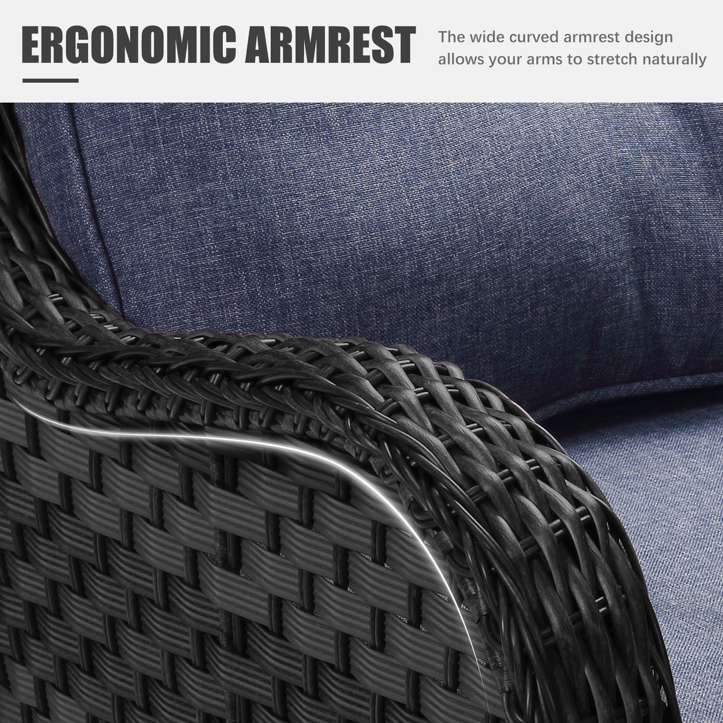 LayinSun 3 - Piece Curved Armrest Wicker Swivel Glider Lounge Chairs Set