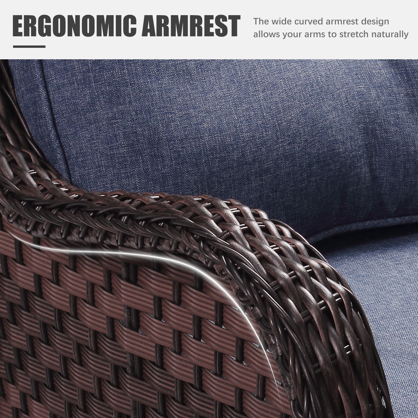 LayinSun 3 - Piece Curved Armrest Wicker Swivel Glider Lounge Chairs Set