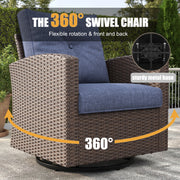 LayinSun 5 Pieces Traditional Patio Furniture Set with Wicker Swivel Chairs