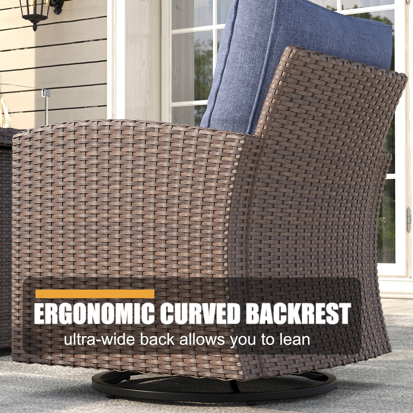 LayinSun 5 Pieces Traditional Patio Furniture Set with Wicker Swivel Chairs