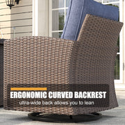 LayinSun 5 Pieces Traditional Patio Furniture Set with Wicker Swivel Chairs