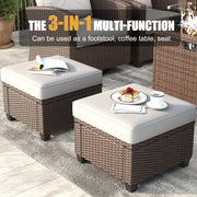 LayinSun 5 Pieces Traditional Patio Furniture Set with Wicker Swivel Chairs