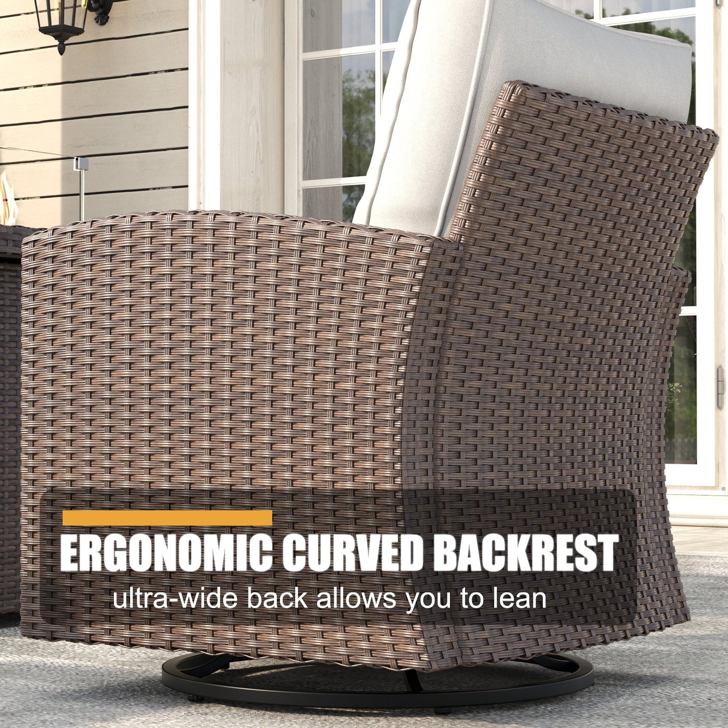 LayinSun 5 Pieces Traditional Patio Furniture Set with Wicker Swivel Chairs