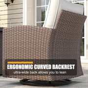 LayinSun 5 Pieces Traditional Patio Furniture Set with Wicker Swivel Chairs