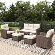 LayinSun 5 Pieces Traditional Patio Furniture Set with Wicker Swivel Chairs
