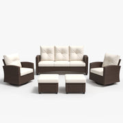 LayinSun 5 Pieces Traditional Patio Furniture Set with Wicker Swivel Chairs