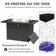 LayinSun 44-Inch Propane Gas Rectangle Fire Pit Table 55000 BTU Firepits for Outside