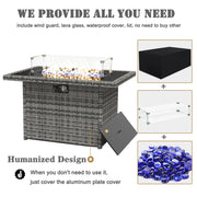 LayinSun 44-Inch Propane Gas Rectangle Fire Pit Table 55000 BTU Firepits for Outside