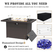 LayinSun 44-Inch Propane Gas Rectangle Fire Pit Table 55000 BTU Firepits for Outside