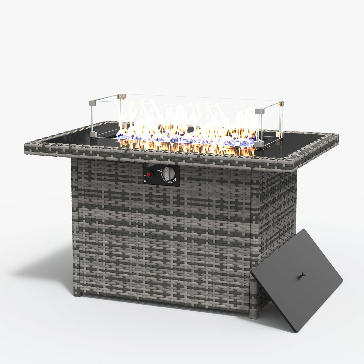 LayinSun 44-Inch Propane Gas Rectangle Fire Pit Table 55000 BTU Firepits for Outside