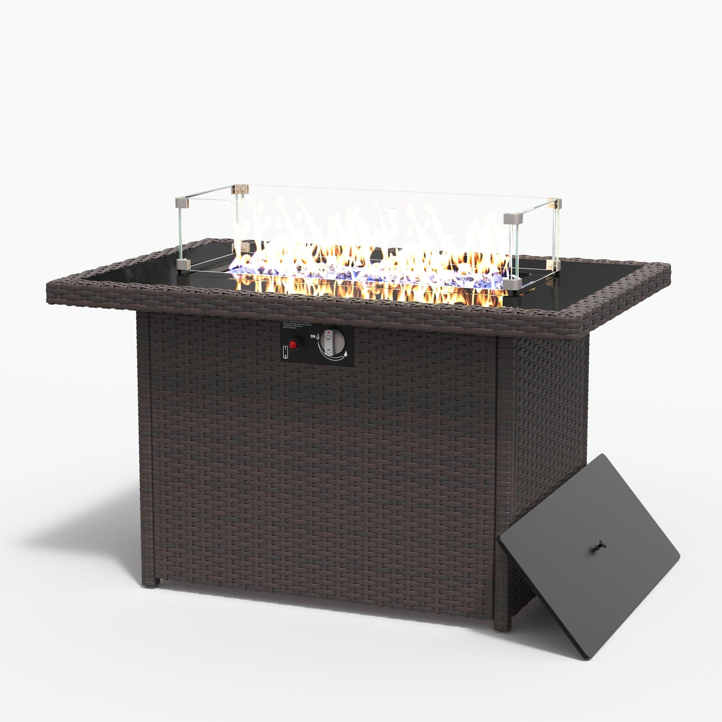 LayinSun 44-Inch Propane Gas Rectangle Fire Pit Table 55000 BTU Firepits for Outside