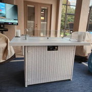 LayinSun 44-Inch Propane Gas Rectangle Fire Pit Table - Aluminum Tabletop