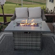 LayinSun 44-Inch Propane Gas Rectangle Fire Pit Table - Aluminum Tabletop