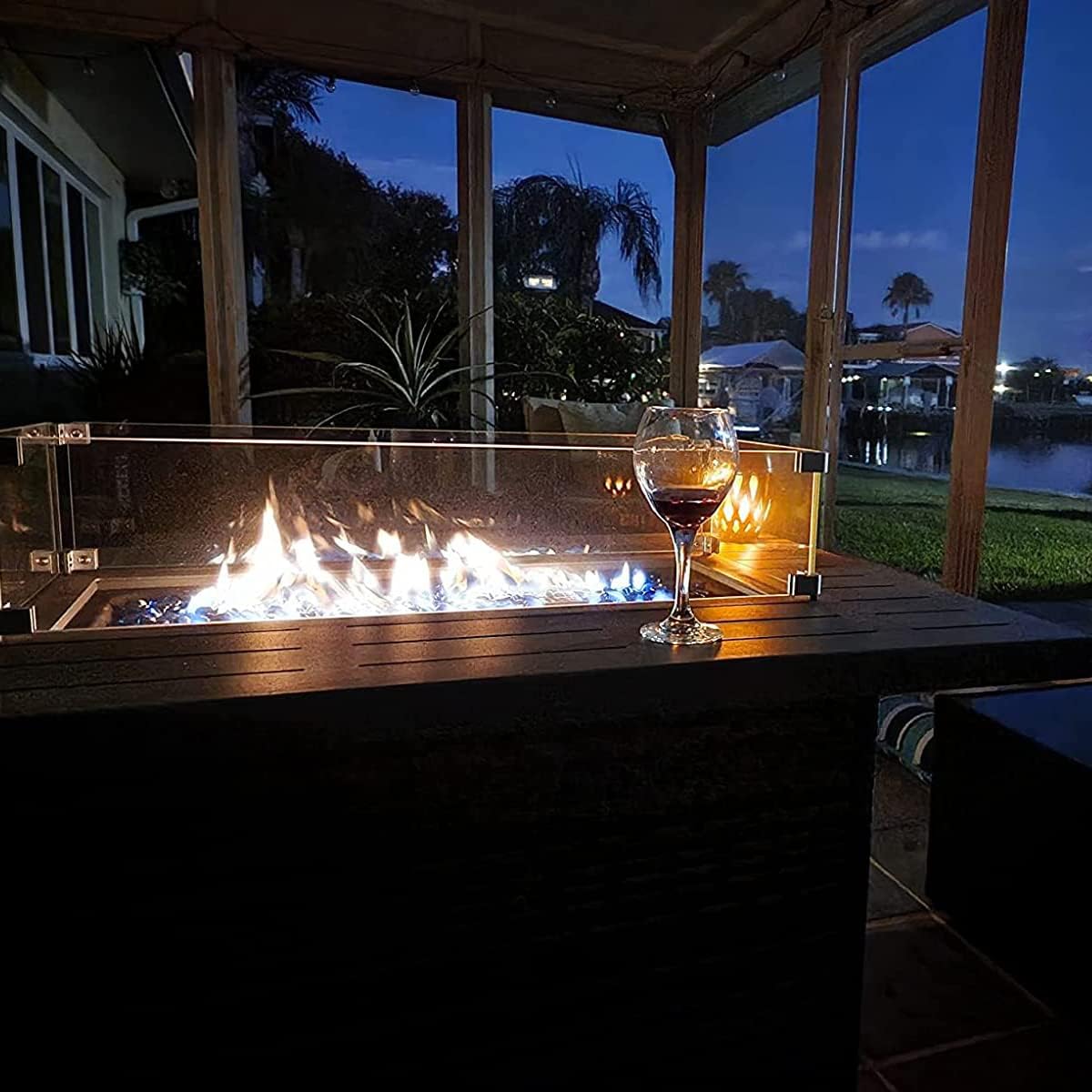 LayinSun 44-Inch Propane Gas Rectangle Fire Pit Table - Aluminum Tabletop