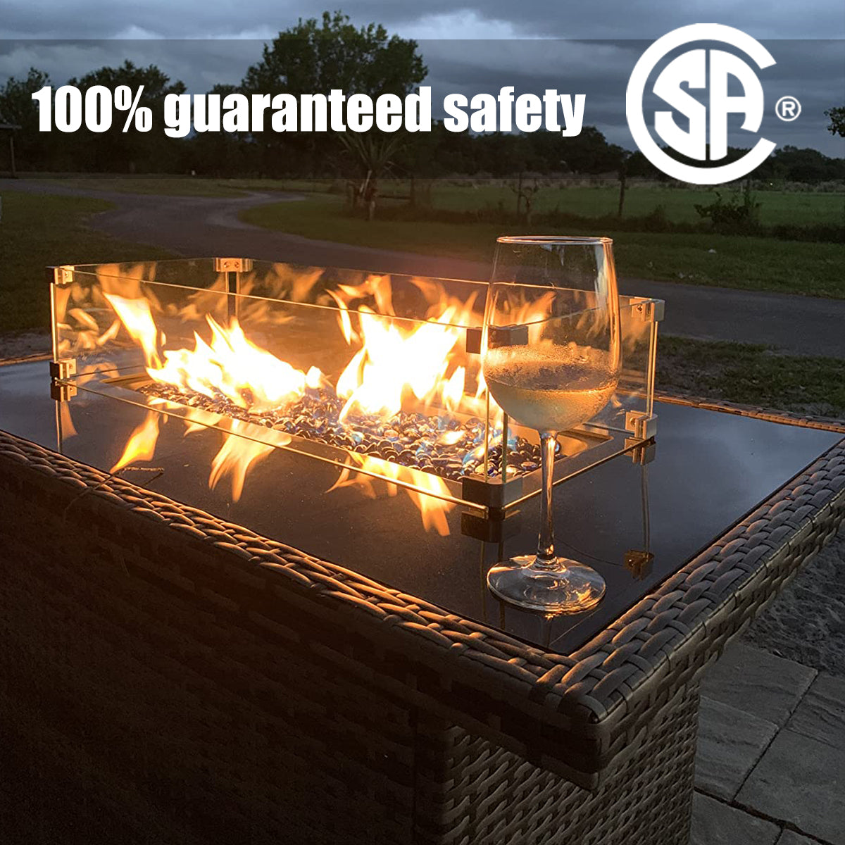 LayinSun 44-Inch Propane Gas Rectangle Fire Pit Table 55000 BTU Firepits for Outside