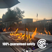 LayinSun 44-Inch Propane Gas Rectangle Fire Pit Table - Aluminum Tabletop